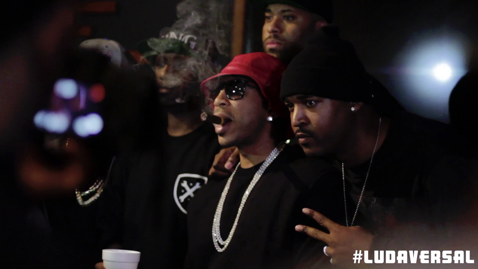 Ludacris and crew filmed at the private Atlanta Ludaversal listening party