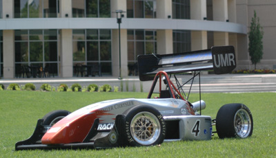 2005 UMR Formula SAE racecar, number 4, on the lawn